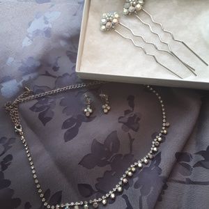 Special Occasion Hair Pins, Earrings & Choker Set